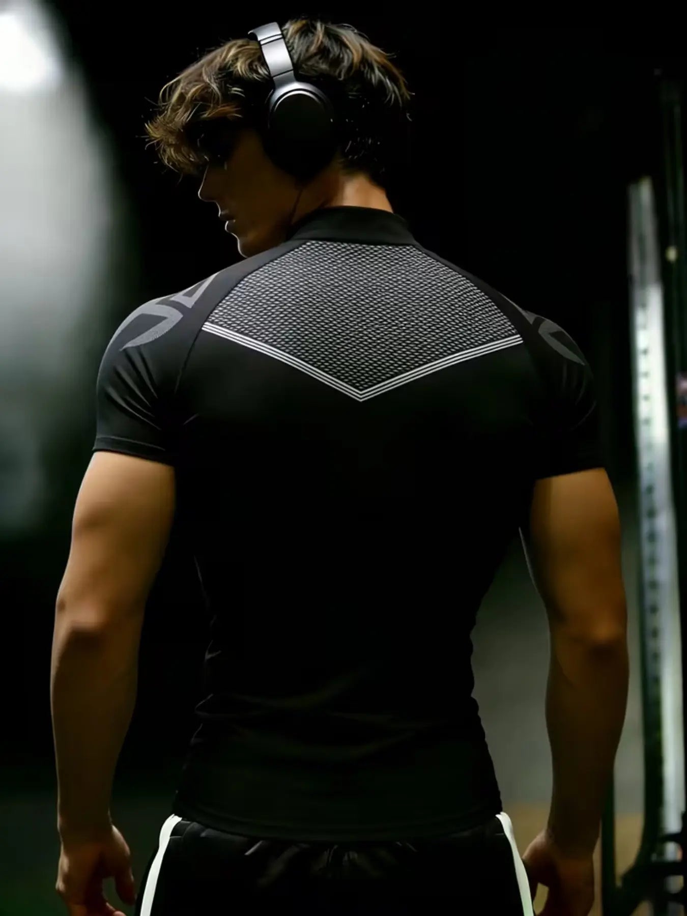 Men's Half-Zip Fitness Compression Shirt, Mock-Neck Short-Sleeve Athletic Top, High Stretch Breathable Mesh, Slim Fit, Ideal for Workout, Running & Gym, Compression Workout Shirts