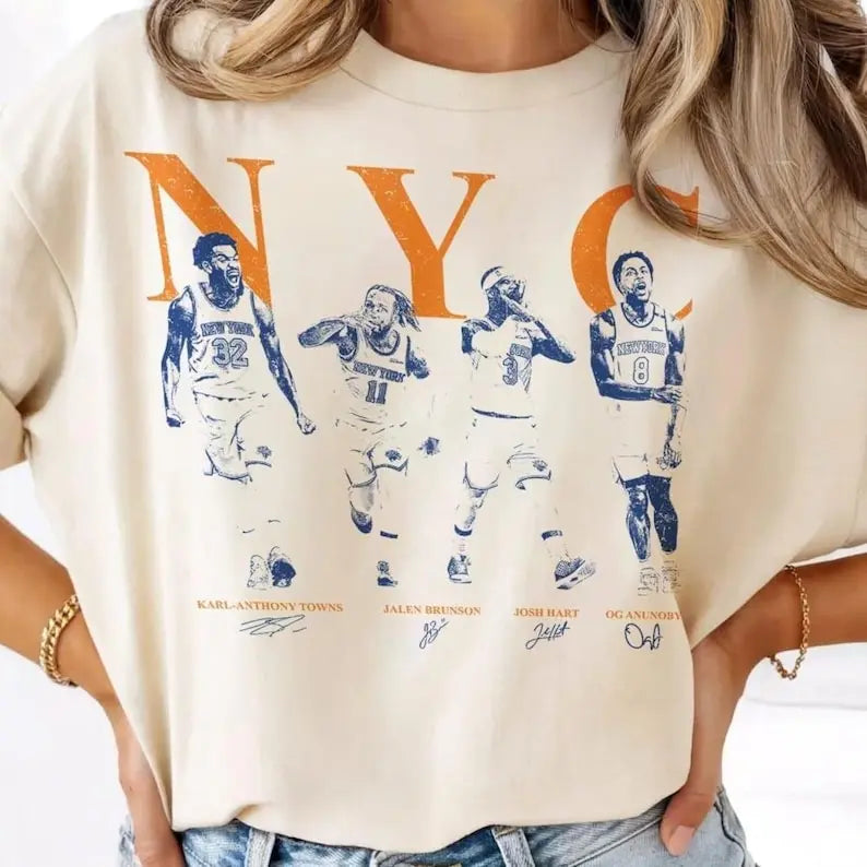 Jalen Brunson Karl Anunoby Josh Hart NYC Basketball Vintage Comfort Color Shirt, New York Basketball Tshirt, NY Knicks Fan Gift