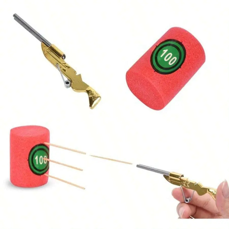 Mini Toothpick Gun Toy Game Set with Foam Target for Parties & Indoor Fun