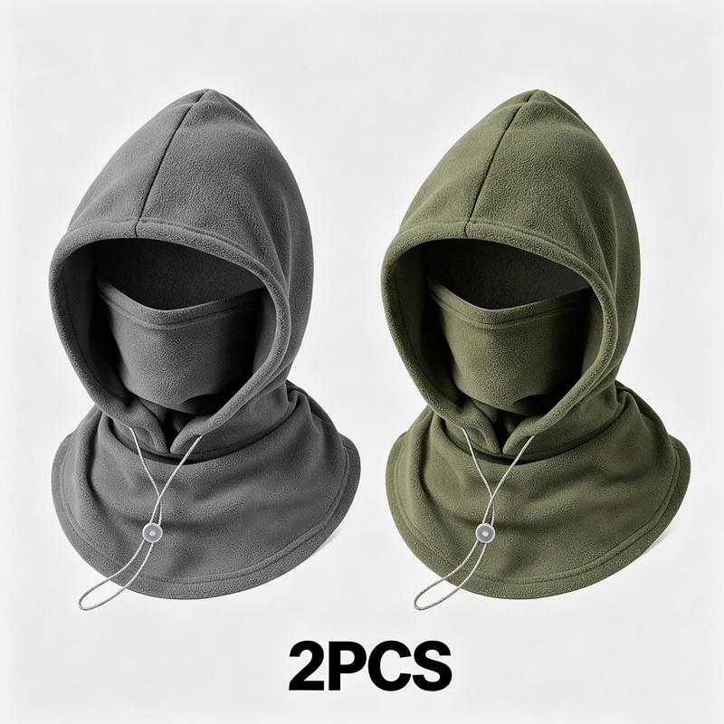 2-piece integrated flannel warm face mask and hat, windproof and warm for outdoor cycling, autumn and winter style, warm hat with neck visor.