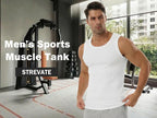 STREVATE Men's Wide Strap Ribbed Tank Top, High Stretch Breathable Muscle Tank, Heavyweight Drapey Fit Gym & Casual Sleeveless Shirt