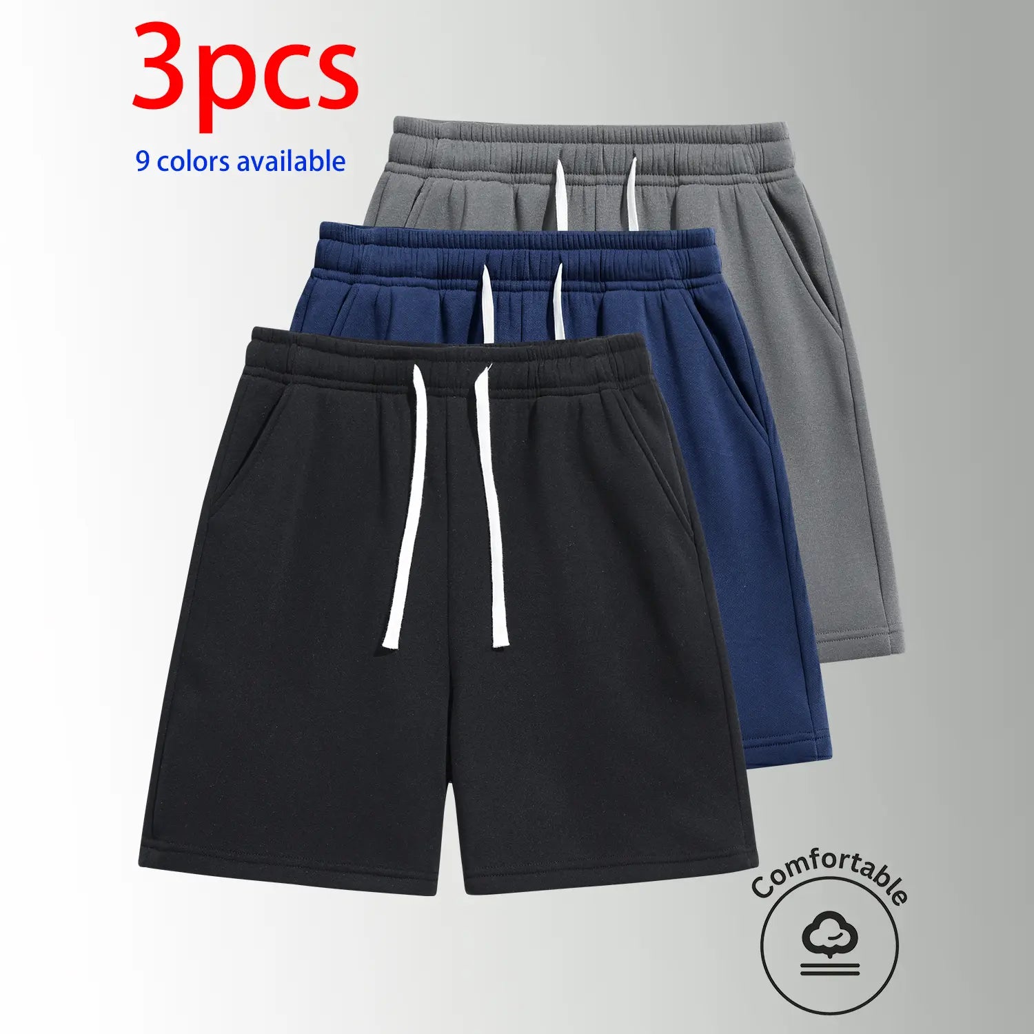 Unisex 3-Pack 5-Inch Drawstring Athletic Shorts: Breathable Running & Casual Shorts