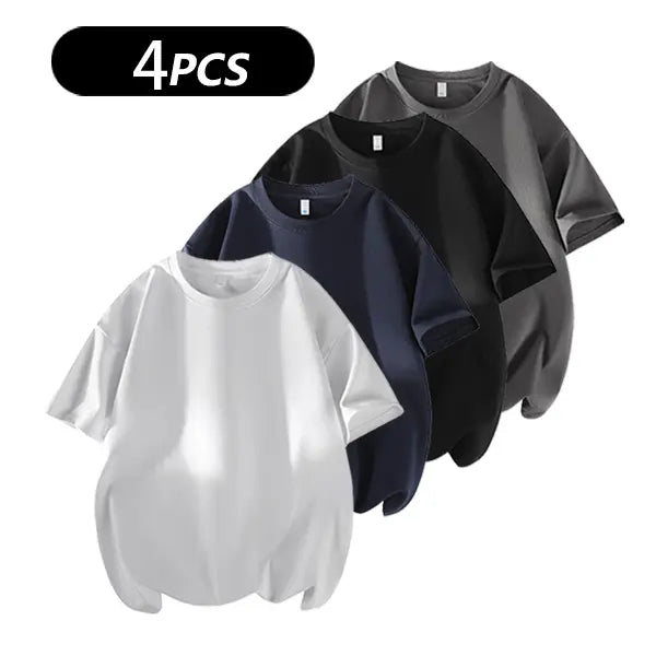 summervibes Men's 3PCS 100% cotton Crew Neck T-Shirts Set - Soft Loose Fit Navy Gray Black Tees for Casual Daily Wear Crewneck Classic