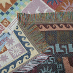 Multi-Function Tassel Woven Blanket Spliced Geometry  Pattern Bed Blanket, Also for Sofa Cover Couch Throw Blanket Armchair Home Decor Room Wall Art Tapestry Furniture Slipcover Tablecloth Shawl Outdoor Picnic Camping Beach Towel Office Nap Hippie