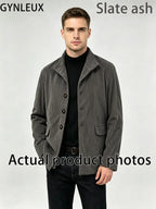 Mens Solid Color Stand Collar Buttons Pockets Jacket Cardigan Suit For Spring Autumn Daily Business Casual Commute Outdoor Dating Travel Everyday Male Fashion Suit Jacket Outfit Formal Menswear Loose Overall Stylish