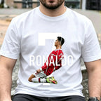 Men's 100% Cotton C Ronaldo Graphic T-Shirt - Short-Sleeve Round Neck Streetwear Clothes, Stylish Casual Sports Top, Spring-Fall Outdoor Essential, Comfortable Birthday Gift