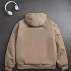 Men's Fleece-Lined Hooded Winter Coat with Full Zip and Pockets
