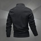 Men's Zip-Up Pilot Jacket with Pockets and Letter Embroidery