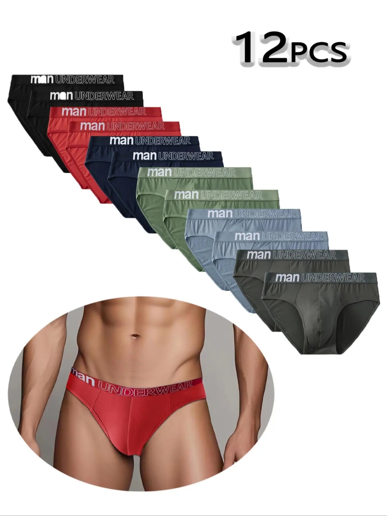 Men's Letter-Tape Solid-Color Briefs for Daily Wear, Casual Men's Underwear for All Seasons, Soft Comfy Undergarments, Soft Breathable Briefs, Casual Fitted Briefs