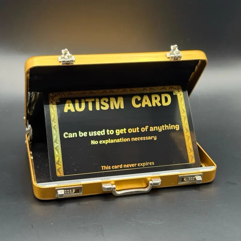 Mini Gold Briefcase Card Wallet with Autism Card