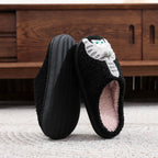Women's Cat Cotton Slippers Fun & Comfortable Plush Footwear for Men & Women Autumn Winter Indoor Use Cozy Stylish - Girl Black