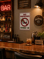 Funny Weed Art Metal Wall Decor Sign - "No Smoking Without Me"