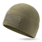 OUTDOOR SHAPING Patriotic American Flag Waffle Grid Recycled Poly Fleece Beanie - Casual, Soft Lightweight Adult Skull Cap, One Size Patriotic Hat with Waffle Fleece Traps Warmth, Accessories Adults for Running, Cool Gifts for Guys