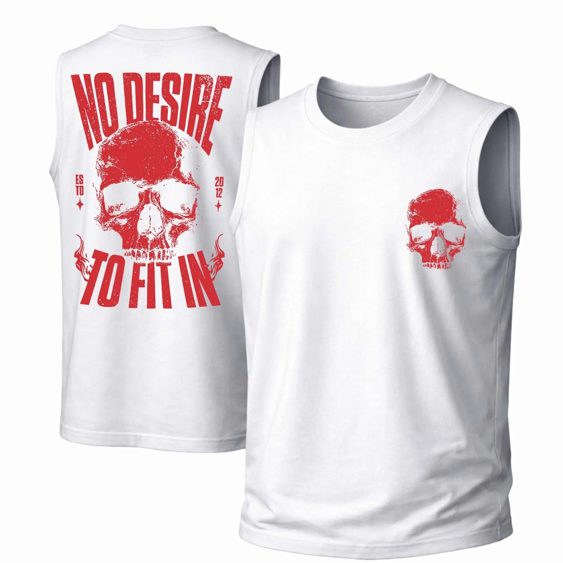 "No Desire to Fit In" Skull Print Tank | Unisex Cotton Vest