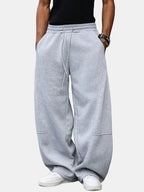 Men's 2-Piece Linen Washed Athletic Set - Stylish Plain Hooded Drawstring Sweatshirt, Loose Breathable Thin Fabric Wide-Leg Pants, Black + White Shortsleeve Casual Summer Menswear Sets, Men's 2 Piece Sets
