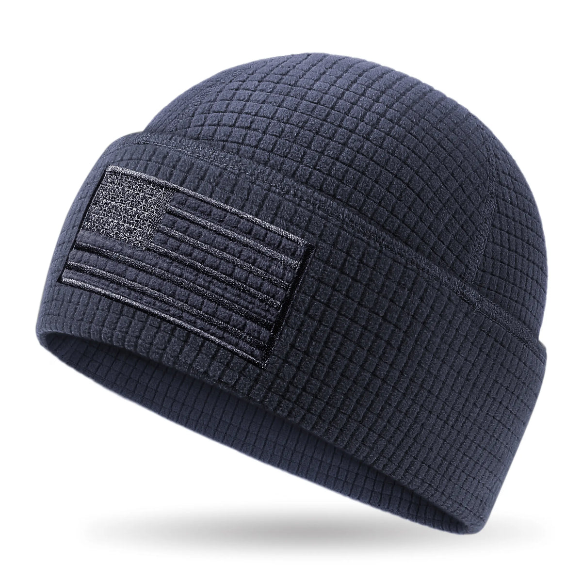 American Flag Waffle Grid Recycled Fleece Beanie