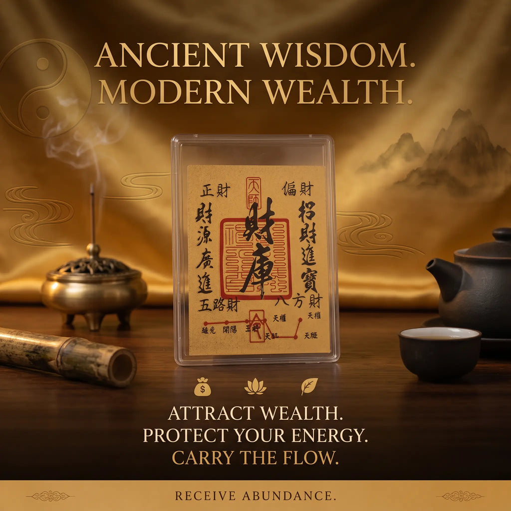 Ritual Blessed Wealth Vault Feng Shui Talisman Card - Pocket-Sized Fashion Accessory, Manifest Abundance, Attract Money & Luck for Side Hustles, Money Magnet Phone Sticker