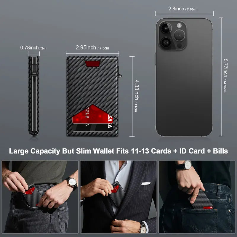 Men's RFID Minimalist Bifold Wallet - 1 ID Window, Pop-Up Card Holder, Money Clip, Gift Box Included - for Summer Vibes, Outdoor Fun,summerwins,outdoorfun