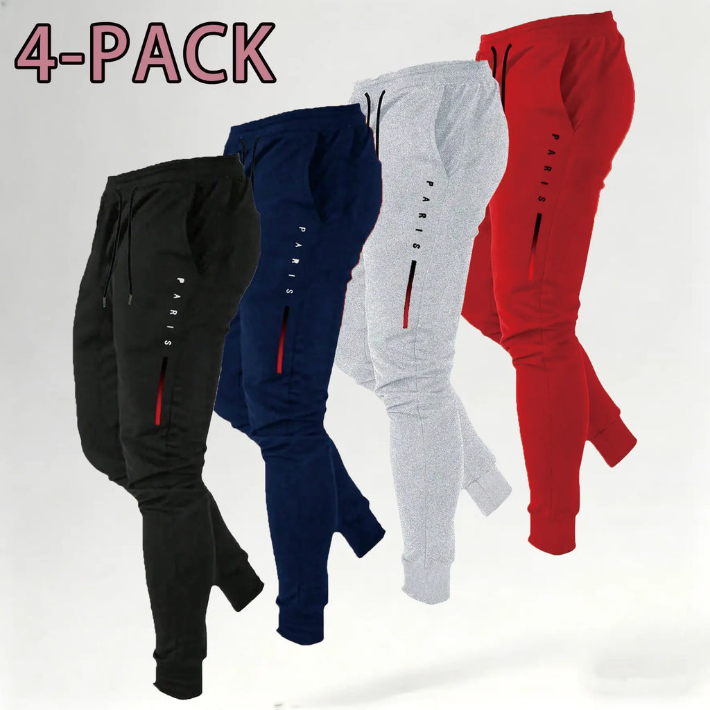 Men's 3 Pack Jogger Set  All Season Outdoor Uncuffed Streetwear, Soft Breathable Machine Washable Non-Transparent Print Multi-Pack Athleisure Pants (Black, Gray, Navy), Non-Transparent Men's Pants