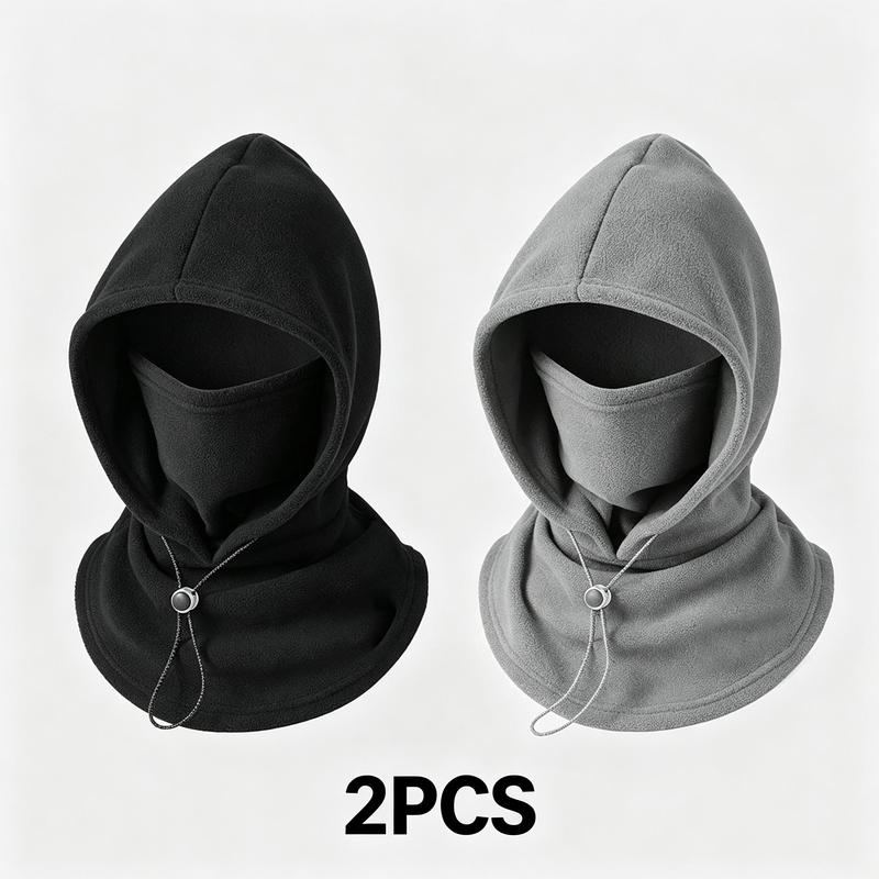2-piece integrated flannel warm face mask and hat, windproof and warm for outdoor cycling, autumn and winter style, warm hat with neck visor.