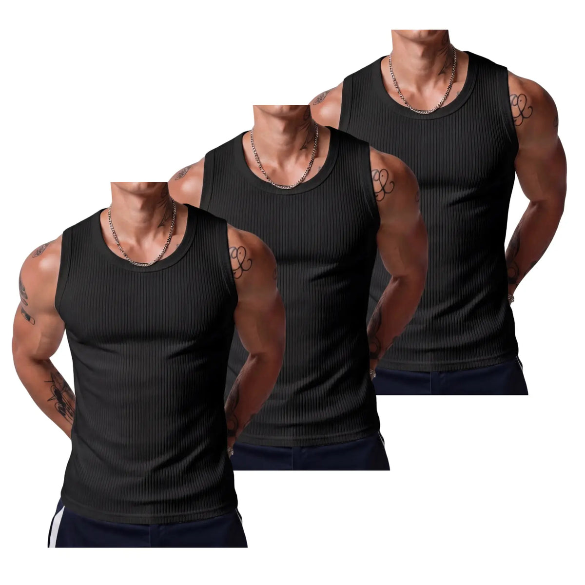 Men's Heavyweight High Stretch Breathable Wide Strap Ribbed Muscle Tank Top