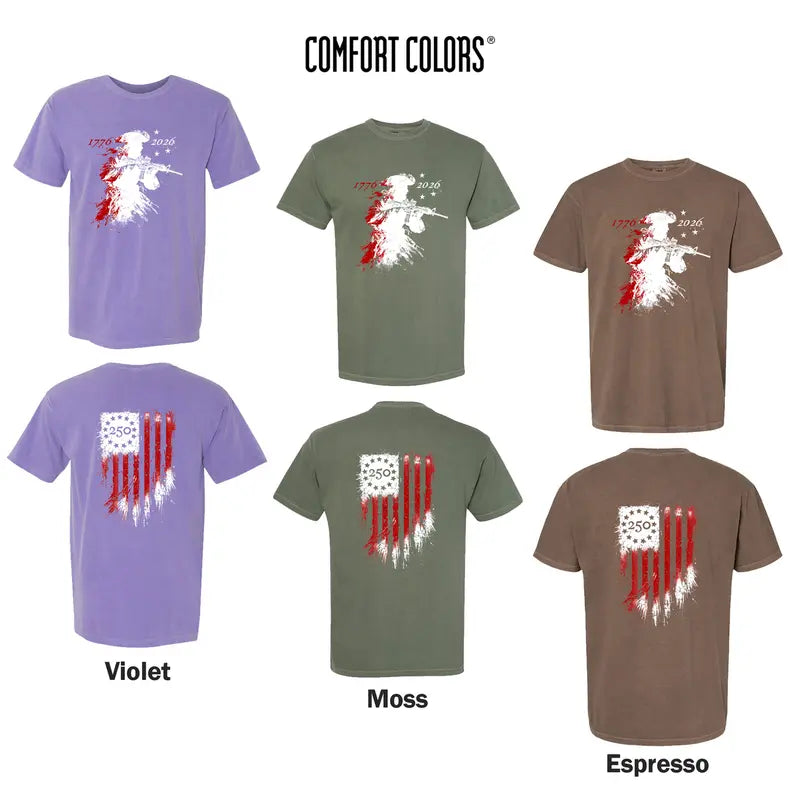 America 250th Anniversary T-Shirt 1776-2026, Men's Casual Patriotic Top with Revolutionary Soldier Graphic, Short Sleeve Soft Cotton Blend, Menswear, Shortsleeve