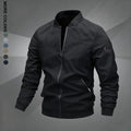 Men's Zip-Up Pilot Jacket - Sporty Chic Fitted Long-Sleeve Polyester Outerwear with Pockets, Letter Embroidery, Machine Washable Zip Up Sportswear for Casual Use