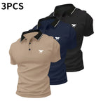 Men's Casual Business Polo Shirt - Versatile Solid Buttoned Top