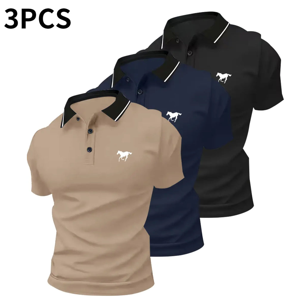 Men’s polo shirt set, casual men’s polo shirt, solid color buttoned basic style, versatile design suitable for bowling/golf, ideal for everyday wear and summer business style.,summerwins,father'sdaygifts,back to school,back to school shopping
