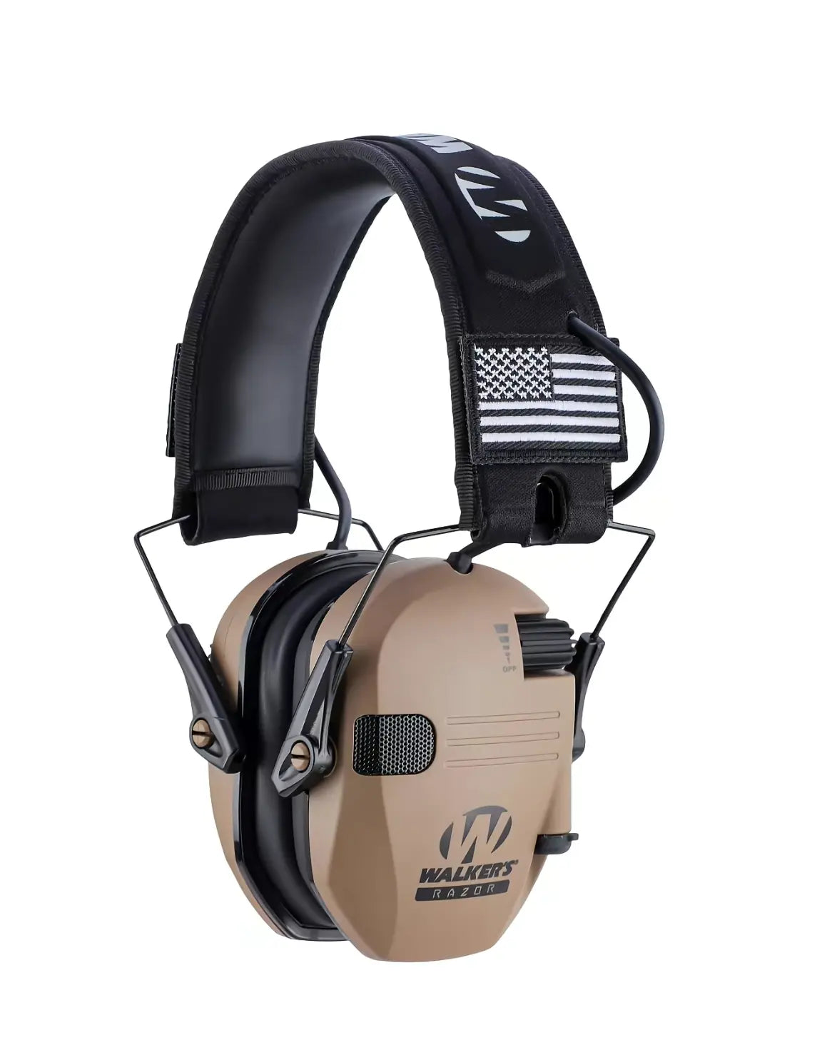 RAZOR Unisex Adjustable Tactical Ear Muffs with Velcro Patches, AAA Batteries & Aux Cable - Sports Over-Ear Noise Reduction Headset for Outdoor Shooting & Hunting