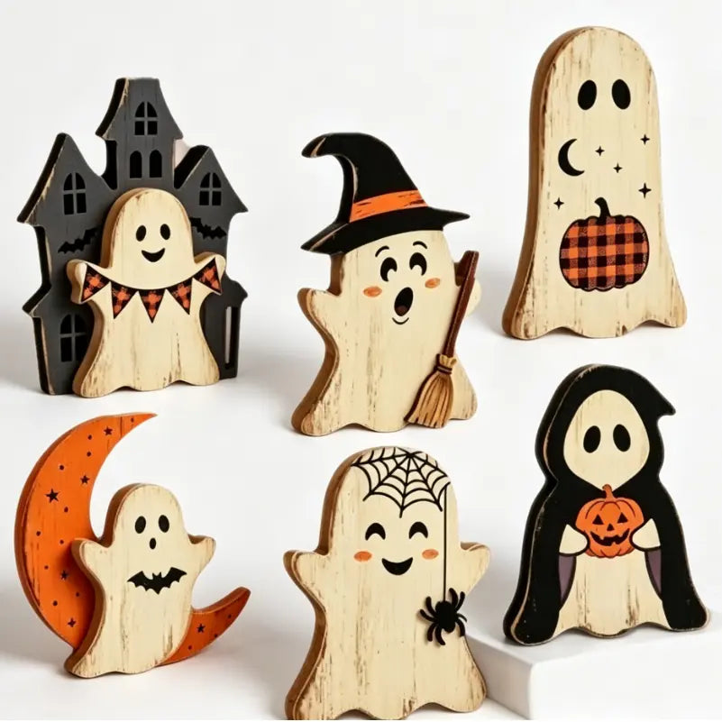 6-Piece Halloween Wooden Tiered Tray Decor Set