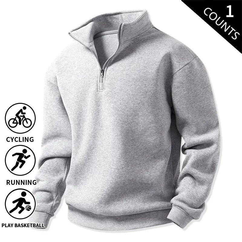 Men’s 3-Pack Quarter-Zip Fleece Sweatshirts, Soft Stand-Collar Loose-Fit Athletic Long-Sleeve Pullover Tops