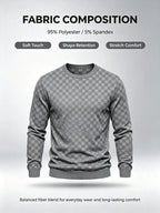 4-Pack Men's Plaid Knit Sweatshirts, Textured Grid Pattern Long Sleeve, Soft Lightweight Casual Top, Ideal for Fall Winter Streetwear