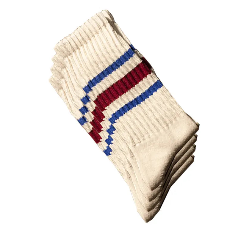 4 Pairs Natural 98% Cotton Crew Socks - Seamless, Breathable, Cozy Fall & Winter Socks for Women & Men