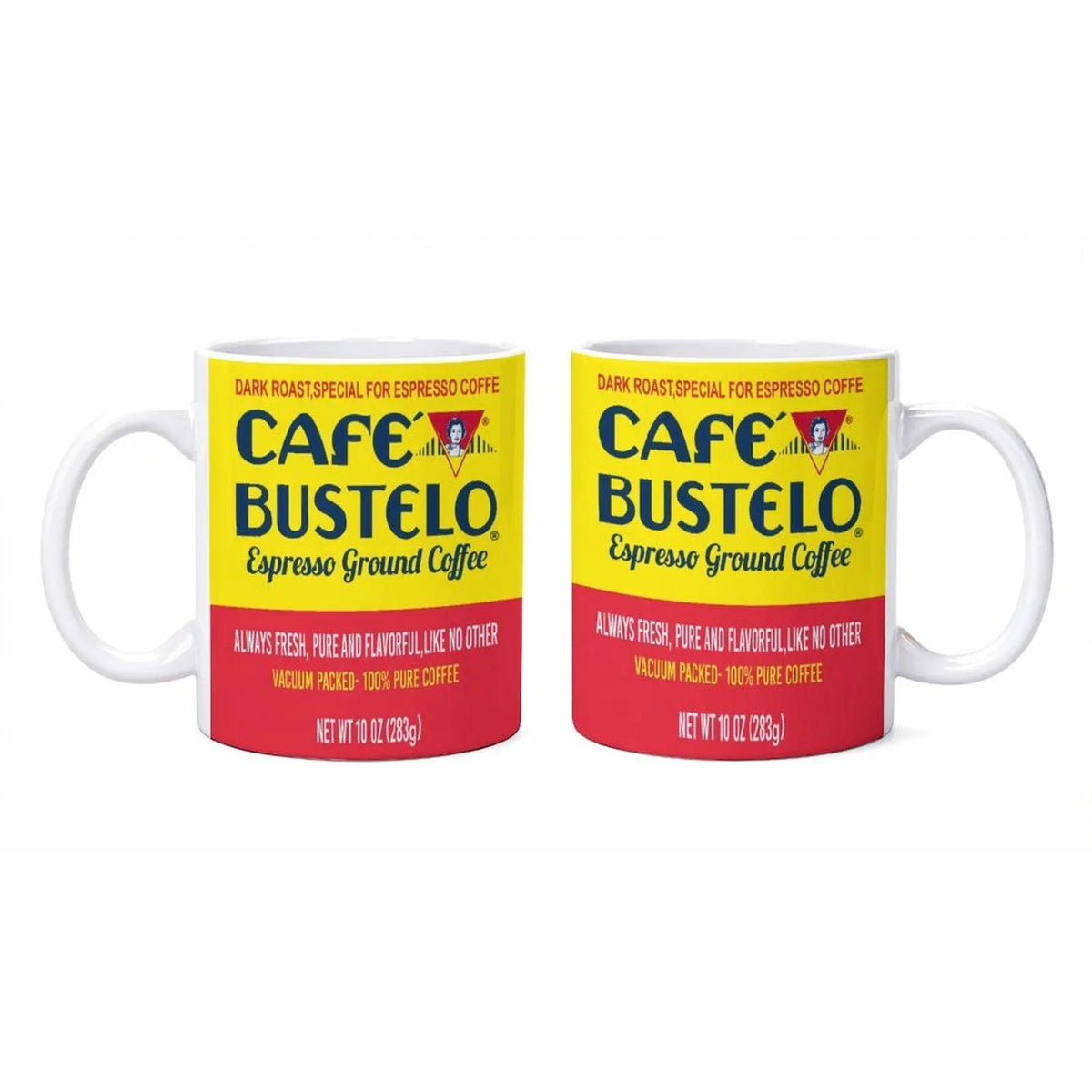 Café Bustelo Latin Ceramic Novelty Coffee Mug - Latin Artwork, Bold Colors, Black Accent, Microwave Safe Drinkware for Brazil & Colombia Themed Use, Washable Latino Gift
