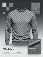 4-Pack Men's Plaid Knit Sweatshirts, Textured Grid Pattern Long Sleeve, Soft Lightweight Casual Top, Ideal for Fall Winter Streetwear