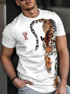 Men's Panther Graphic Short Sleeve Fitted Tee, Casual Streetwear, Trendy Cool Design, Essential Fashion Top for All Seasons
