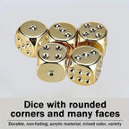 Gold Dice Set, 5-Piece Six-Sided Dice, Bulk Dice, Suitable for Party Board Games, Role-Playing, Poker, Premium Tabletop Games, Ideal Gift for Collectors and Enthusiasts