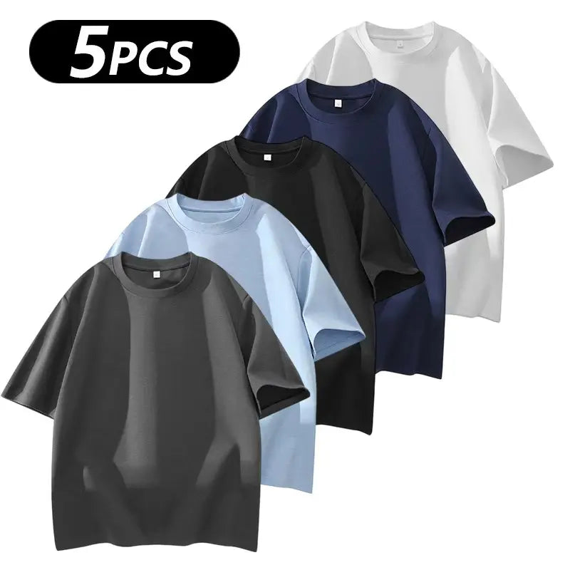 summervibes Men's 3PCS 100% cotton Crew Neck T-Shirts Set - Soft Loose Fit Navy Gray Black Tees for Casual Daily Wear Crewneck Classic