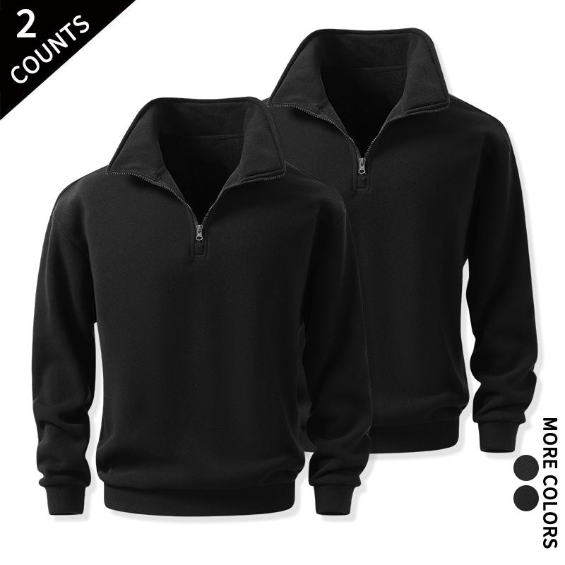 Men's 2-Pack Quarter-Zip Cozy Sweatshirts - Classic Stand Collar Long-Sleeve Mens Clothing, Outdoor Daily Fitness Wear, Guys Anniversary & Boyfriend Birthday Gift