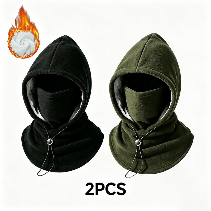 2-piece integrated flannel warm face mask and hat, windproof and warm for outdoor cycling, autumn and winter style, warm hat with neck visor.