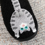 Women's Cat Cotton Slippers Fun & Comfortable Plush Footwear for Men & Women Autumn Winter Indoor Use Cozy Stylish - Girl Black
