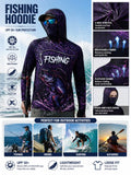 Men's Long Sleeve Hooded Fishing Shirt with Face Mask, Gradient Color Outdoor Fishing Clothing