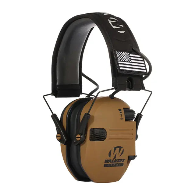 RAZOR Unisex Adjustable Tactical Ear Muffs with Velcro Patches, AAA Batteries & Aux Cable - Sports Over-Ear Noise Reduction Headset for Outdoor Shooting & Hunting