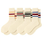 4 Pairs Natural 98% Cotton Crew Socks - Seamless, Breathable, Cozy Fall & Winter Socks for Women & Men
