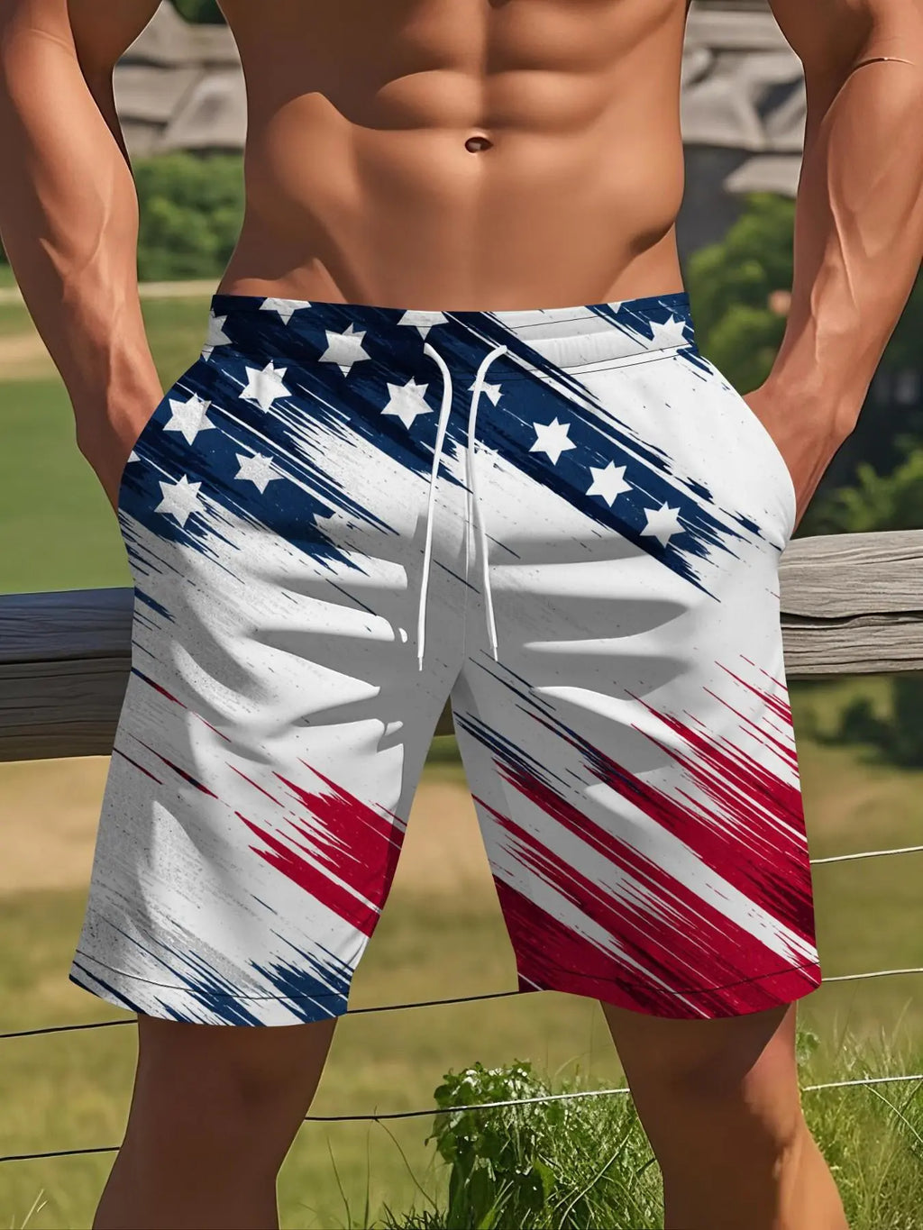 Men's American Flag Quick-Dry Swim Shorts