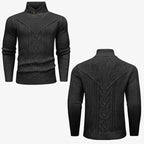 Wizoat Men's Clothing Long Sleeve Shawl Collar Cable Knit Button Fit Knitted Pullover Knitwear - Plain Black, Soft, Relaxed-Fit, Ribbed Cuffs Casual Top, Warm Fall Winter Layer for Daily Office, Matches Shirts Jeans, Hand Wash,sohochic