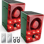 Solar Outdoor Motion Sensor Alarm - Dog Barking & Gunshot Sound, Support Recording and Volume Adjustment, 130dB Noise with Flashing Light to Deter Raccoon, Deer, Skunk, Bear, Coyote