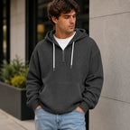 Men's Waffle Knit Half Zip Hoodie with Kangaroo Pocket