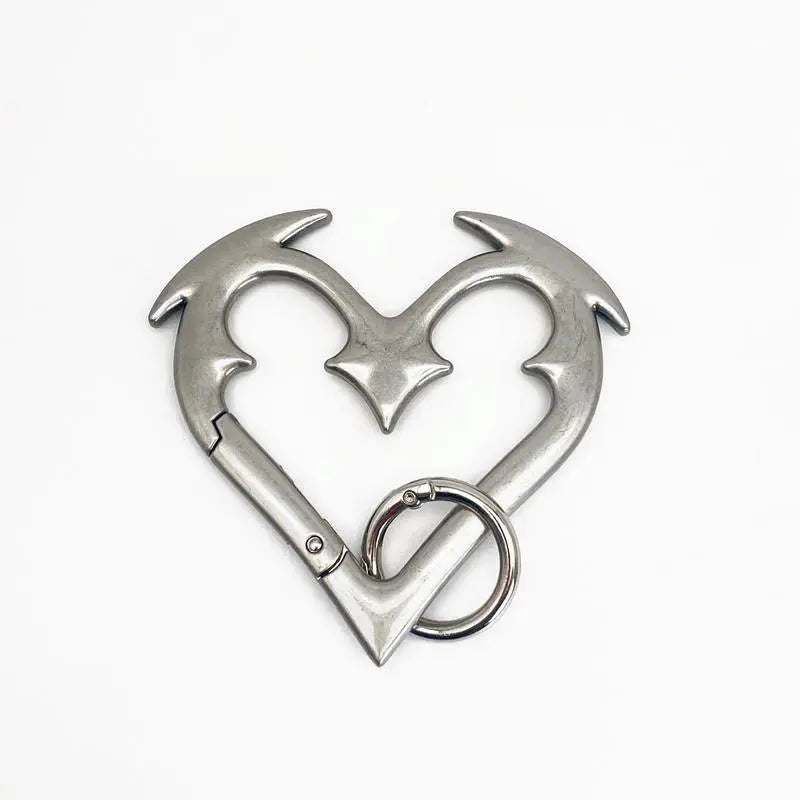 2026 New Valentine's Day Gothic Heart-Shaped Zinc Alloy Carabiner Keychain, Sturdy Durable Heavy-Duty Secure Clip, Unisex Adults' Everyday Gaming Accessory for Keys, Bag Charms, sohochic